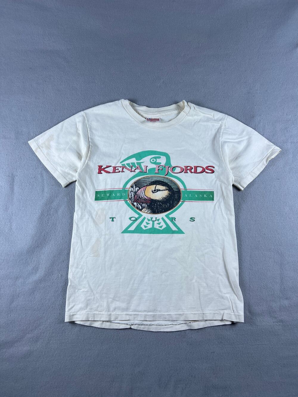 VTG Kenai Fjords seward alaska pelican shirt size small hanes 90s outdoors